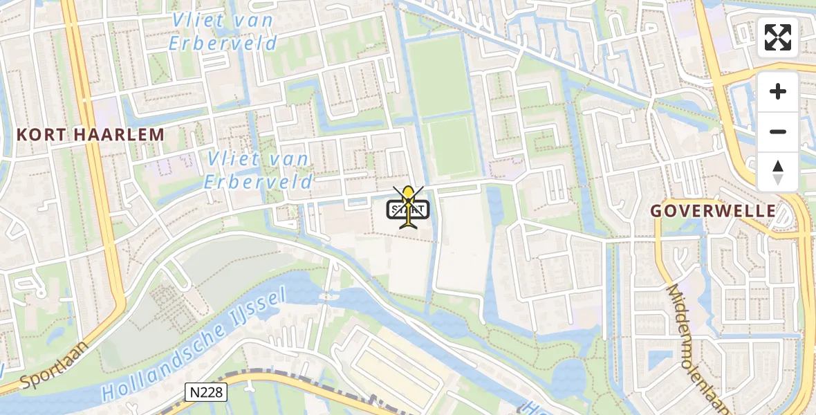 Routekaart van de vlucht: Lifeliner 1 naar Gouda, Sportlaan