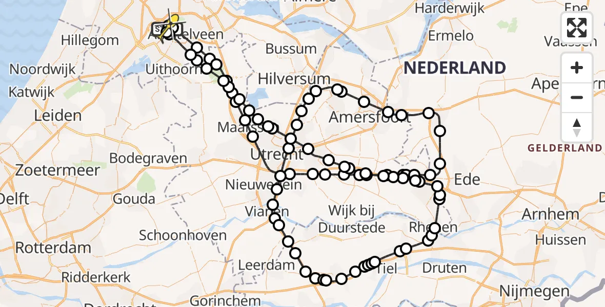 Routekaart van de vlucht: Politieheli naar Schiphol, Loevesteinse Randweg