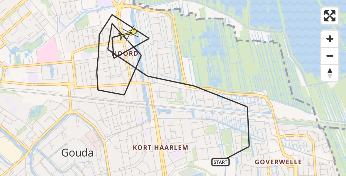 Routekaart van de vlucht: Lifeliner 1 naar Gouda, Achterwillenseweg
