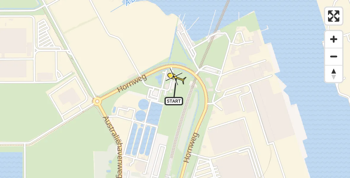 Routekaart van de vlucht: Lifeliner 1 naar Amsterdam Heliport, Hornweg