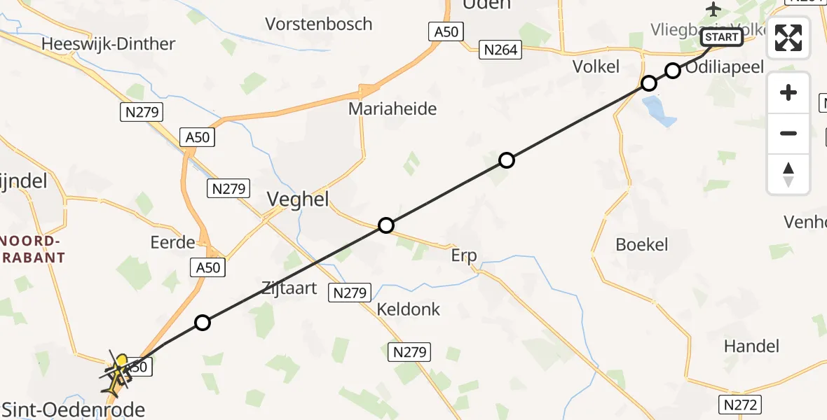 Routekaart van de vlucht: Lifeliner 3 naar Sint-Oedenrode, Rechtestraat