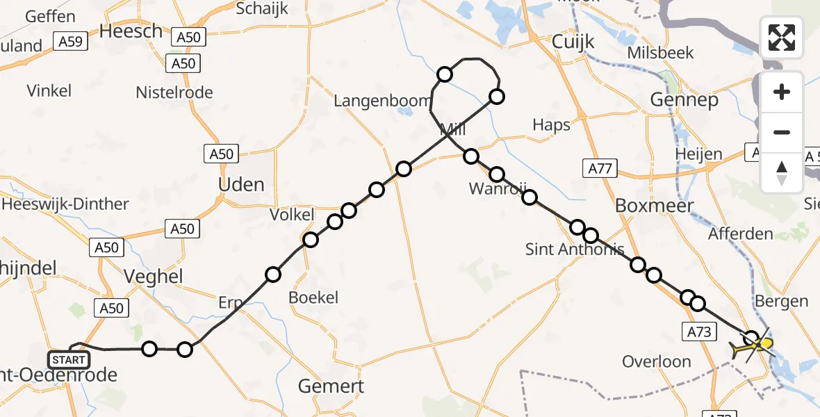 Routekaart van de vlucht: Lifeliner 3 naar Maashees, Heikampenweg