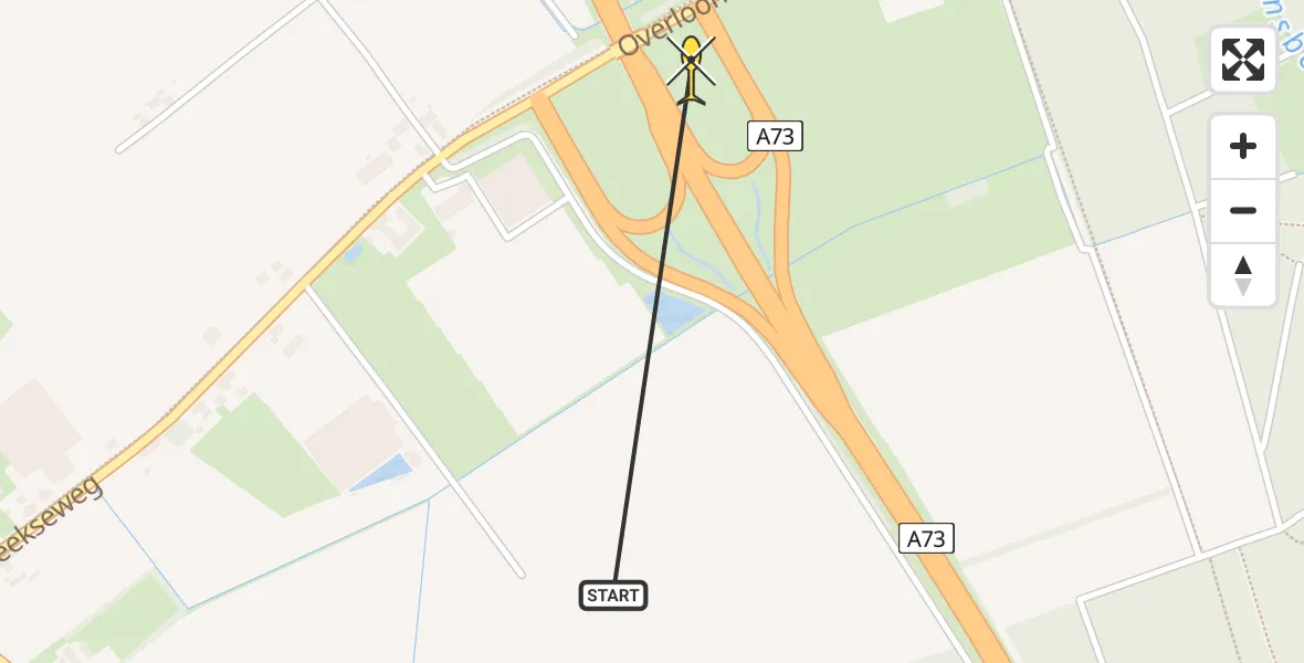 Routekaart van de vlucht: Lifeliner 2 naar Overloon, Vierlingsbeek