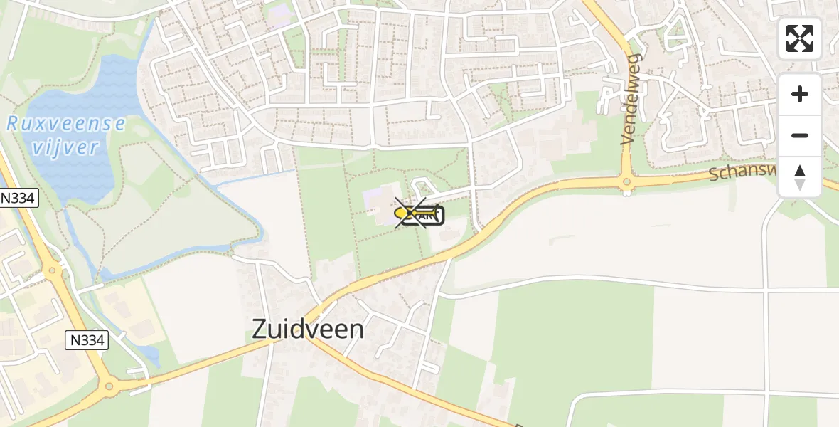 Routekaart van de vlucht: Lifeliner 4 naar Steenwijk, Zuidveenseweg