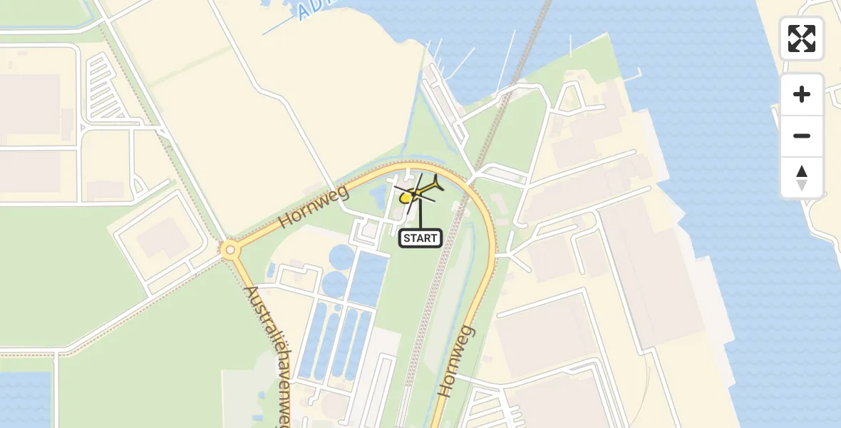 Routekaart van de vlucht: Lifeliner 1 naar Amsterdam Heliport, Hornweg