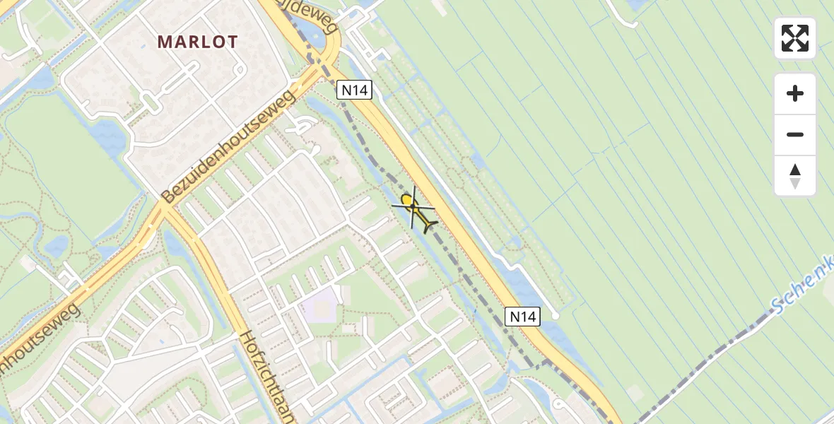 Routekaart van de vlucht: Lifeliner 2 naar Wassenaar