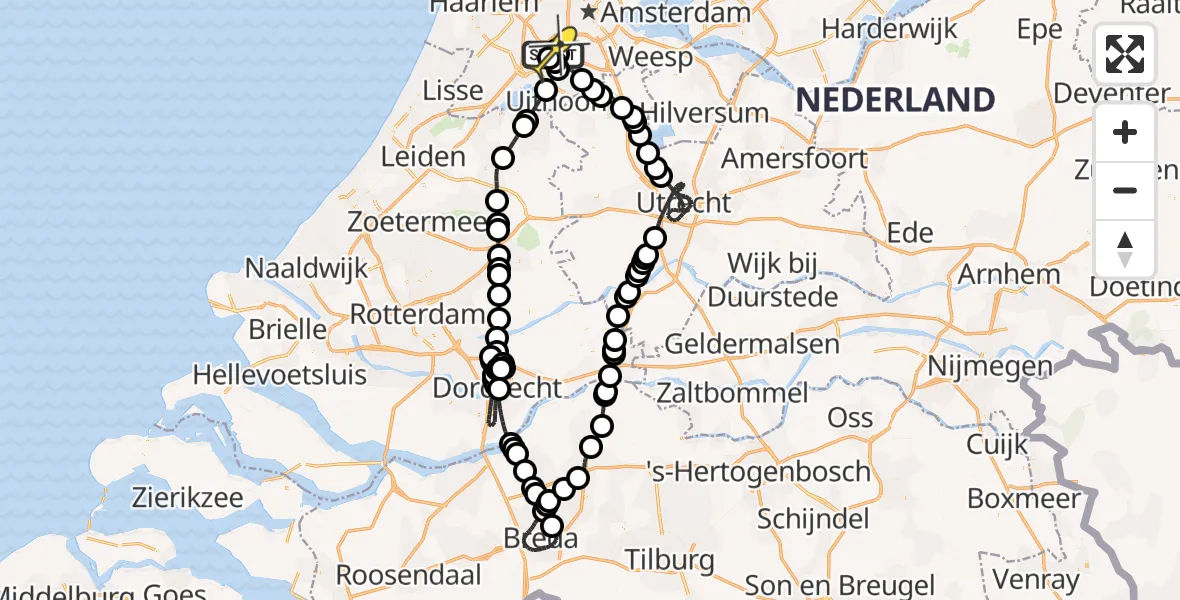 Routekaart van de vlucht: Politieheli naar Schiphol, Halim P.K. straat