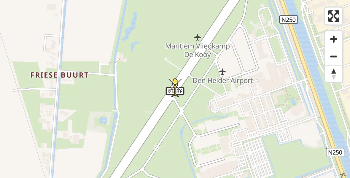 Routekaart van de vlucht: Kustwachthelikopter naar Vliegveld De Kooy, Luchthavenweg