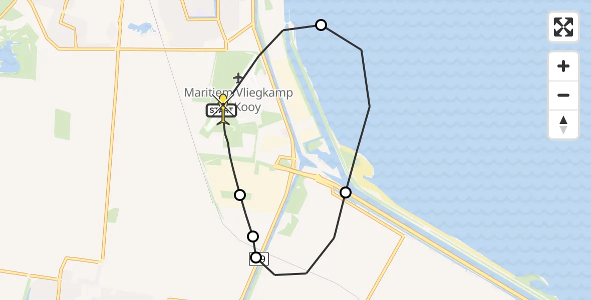 Routekaart van de vlucht: Kustwachthelikopter naar Vliegveld De Kooy, Doggersvaart