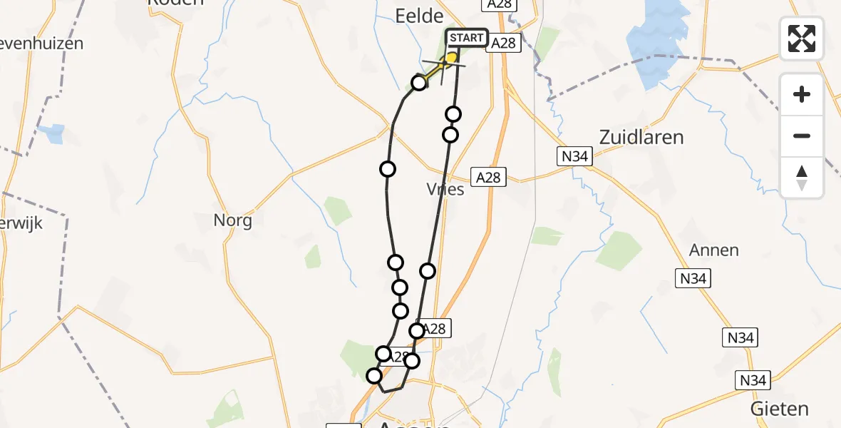 Routekaart van de vlucht: Lifeliner 4 naar Groningen Airport Eelde, Vissersweg