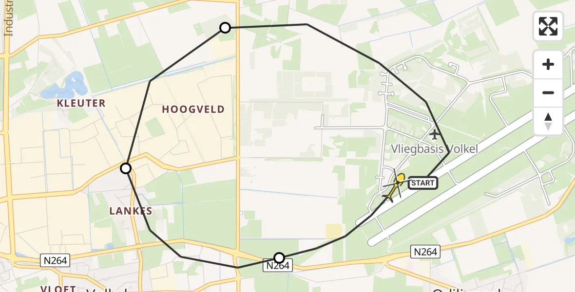 Routekaart van de vlucht: Lifeliner 3 naar Vliegbasis Volkel, Zeelandsedijk