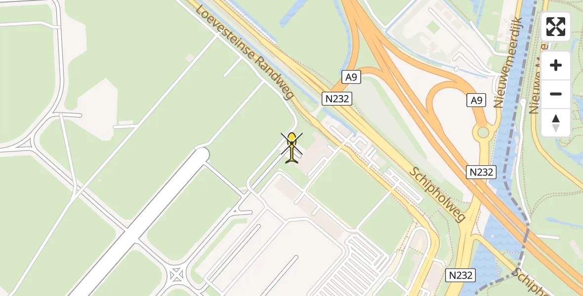 Vluchtroute Politiehelikopter van Schiphol naar Schiphol