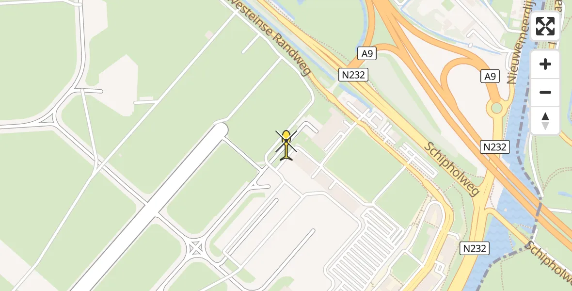 Vluchtroute Politiehelikopter van Schiphol naar Schiphol