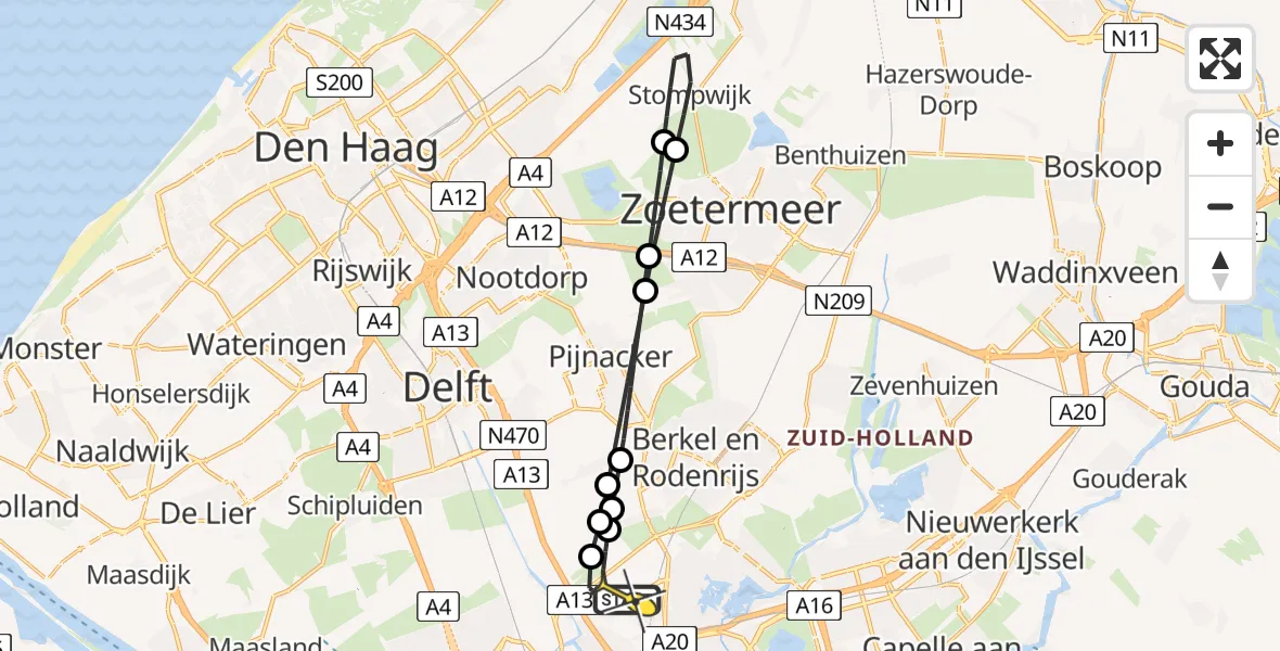 Routekaart van de vlucht: Lifeliner 2 naar Rotterdam The Hague Airport, Van Kampenlaan