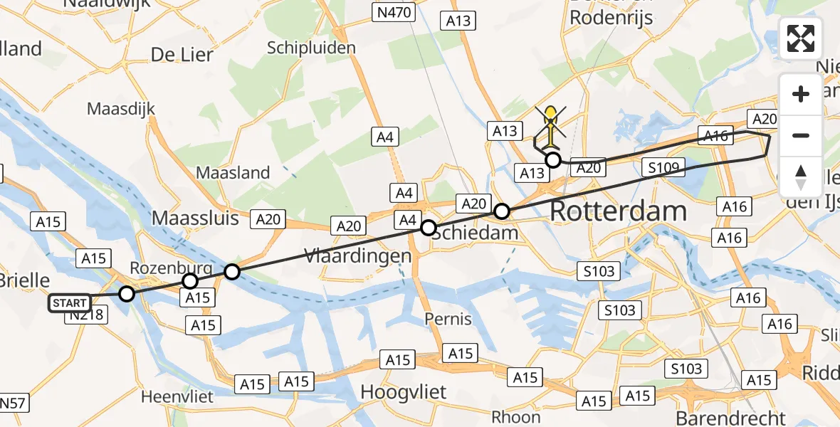 Routekaart van de vlucht: Lifeliner 2 naar Rotterdam The Hague Airport, Onderneming