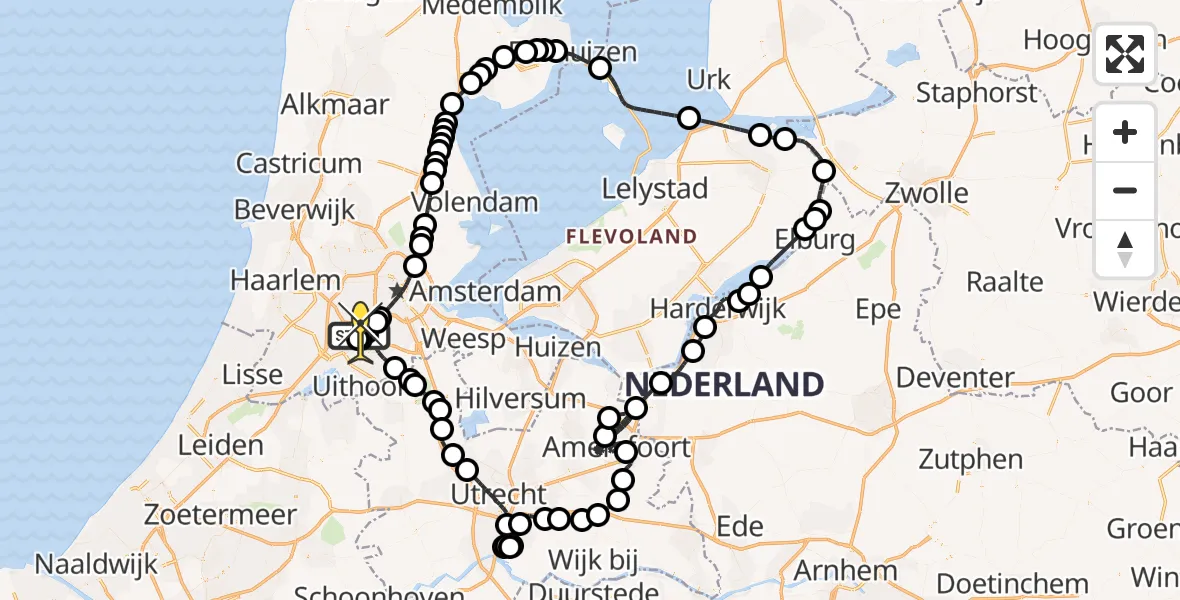 Routekaart van de vlucht: Politieheli naar Schiphol, Nieuwe Meerlaan
