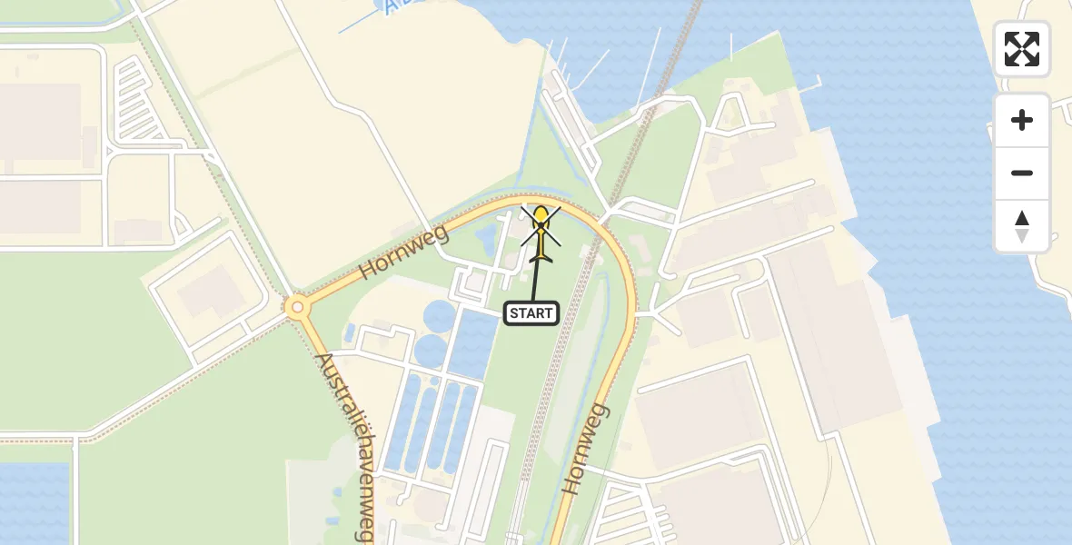 Routekaart van de vlucht: Lifeliner 1 naar Amsterdam Heliport, Hornweg