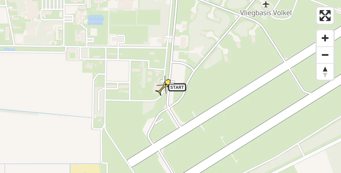 Routekaart van de vlucht: Politiehelikopter naar Vliegbasis Volkel, Zeelandsedijk