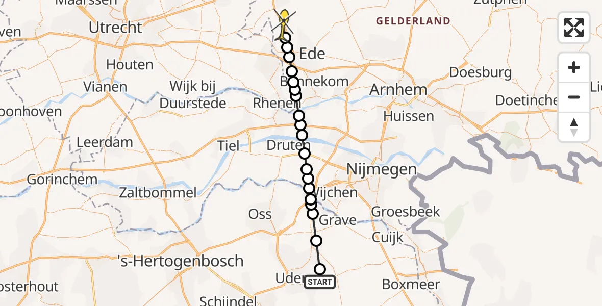 Routekaart van de vlucht: Lifeliner 3 naar Lunteren, Houtvennen