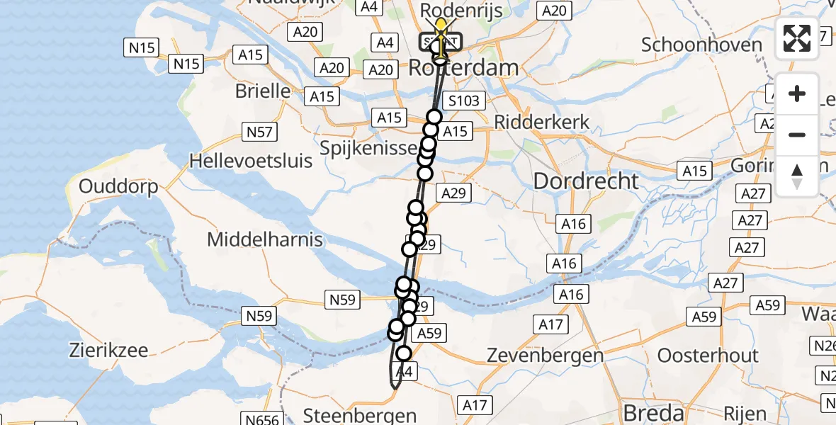 Routekaart van de vlucht: Lifeliner 2 naar Rotterdam The Hague Airport, Hedy Lamarrstraat