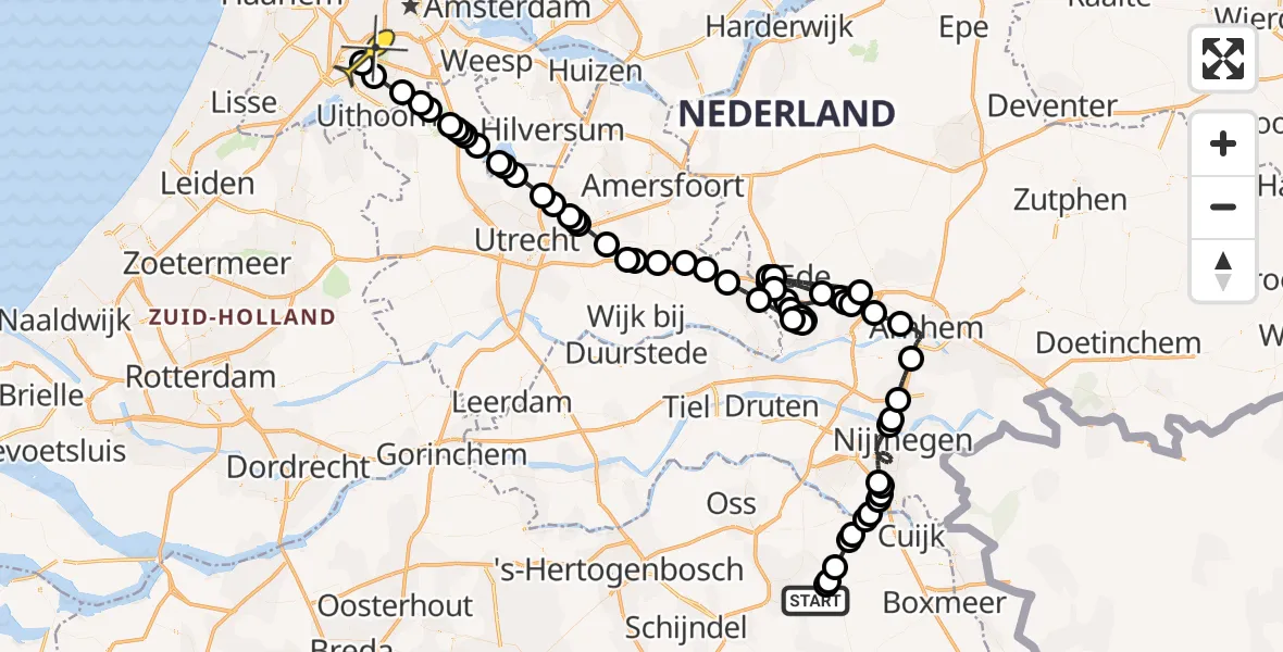 Routekaart van de vlucht: Politiehelikopter naar Schiphol, Trentsedijk