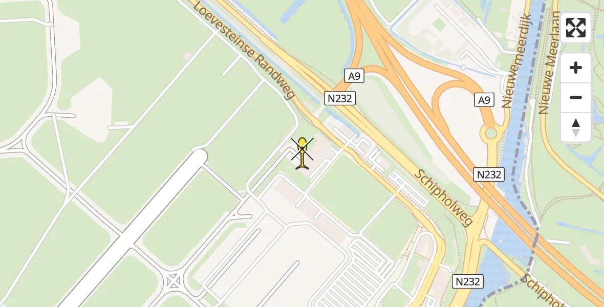 Routekaart van de vlucht: Politieheli naar Schiphol