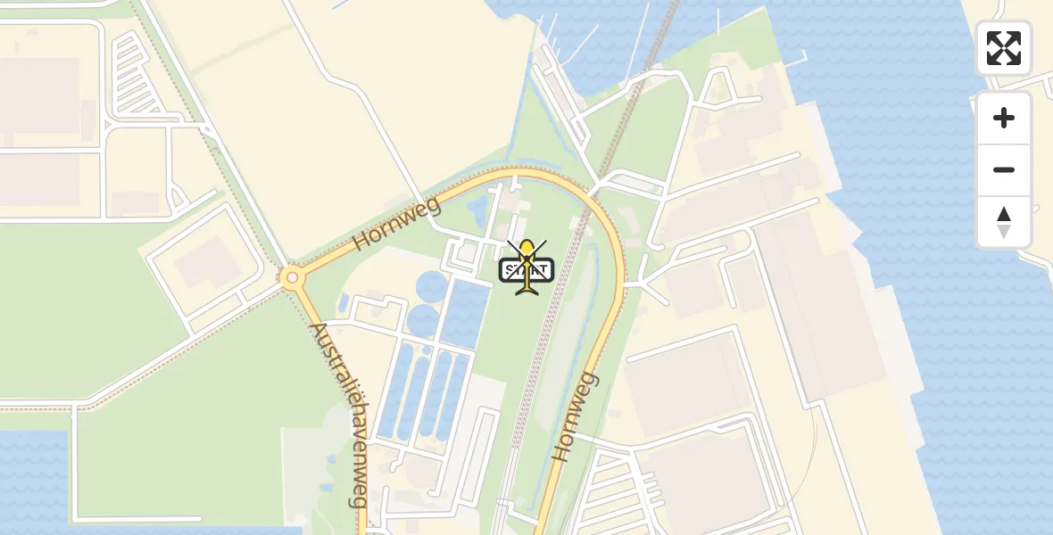 Routekaart van de vlucht: Lifeliner 1 naar Amsterdam Heliport, Hornweg