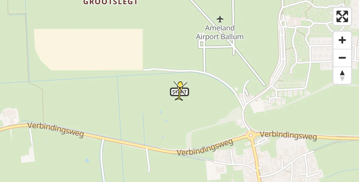 Routekaart van de vlucht: Ambulancehelikopter naar Ameland Airport Ballum, Strandweg