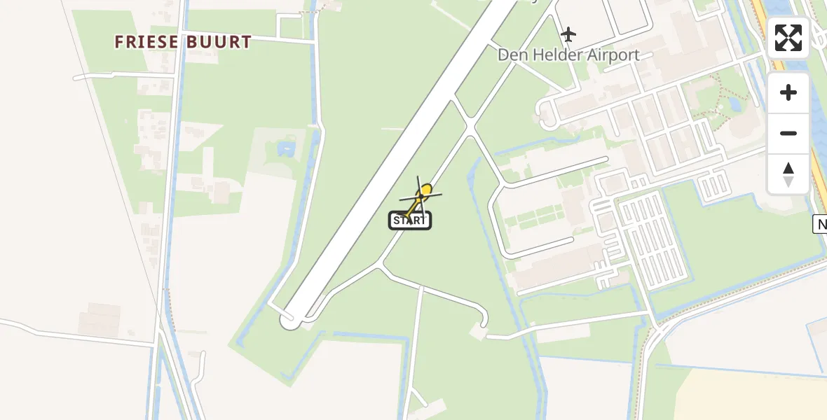 Routekaart van de vlucht: Politiehelikopter naar Vliegveld De Kooy, Luchthavenweg