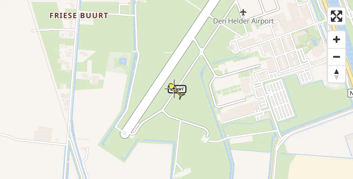 Routekaart van de vlucht: Politieheli naar Vliegveld De Kooy, Luchthavenweg