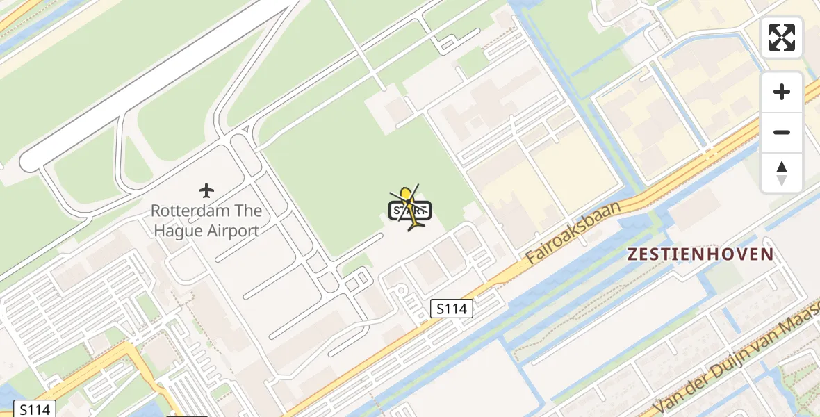 Routekaart van de vlucht: Politiehelikopter naar Rotterdam The Hague Airport, Fairoaksbaan