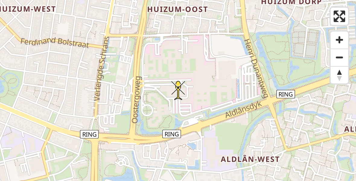 Routekaart van de vlucht: Ambulancehelikopter naar Leeuwarden