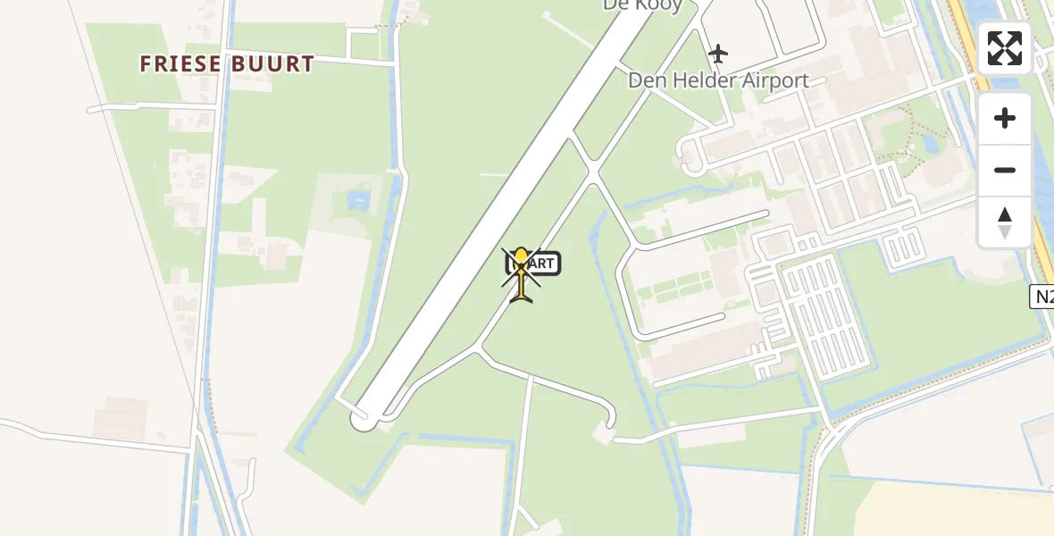 Routekaart van de vlucht: Politieheli naar Vliegveld De Kooy, Luchthavenweg