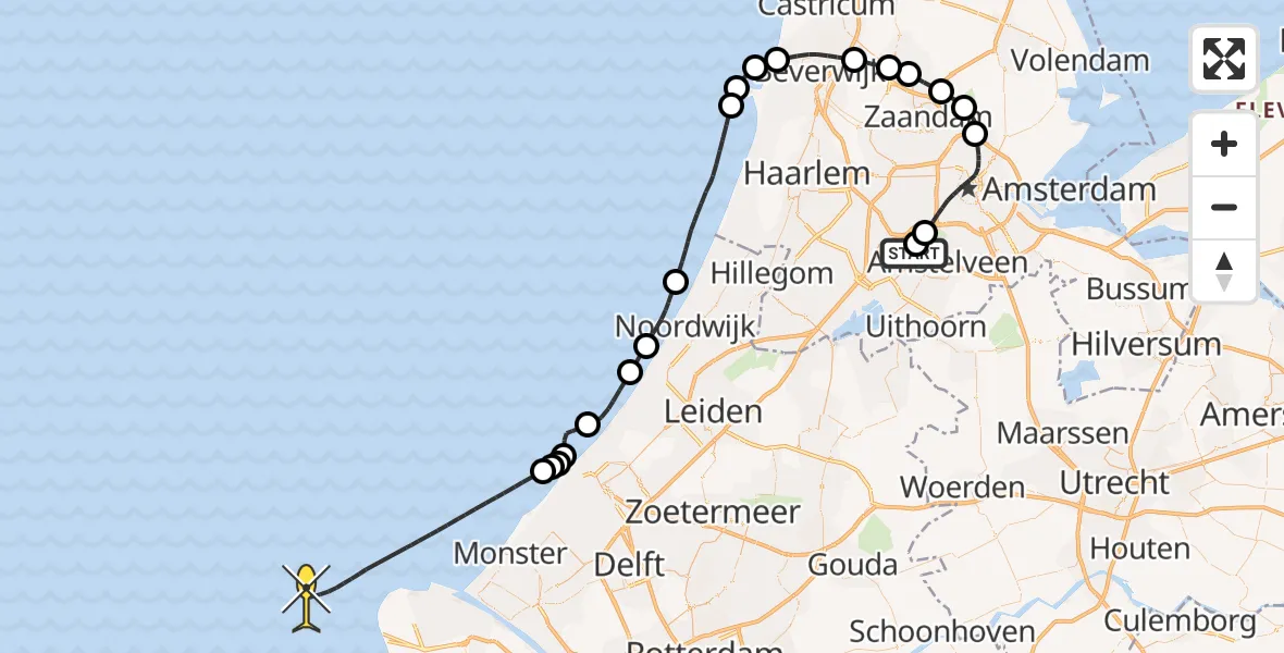 Routekaart van de vlucht: Politieheli naar 