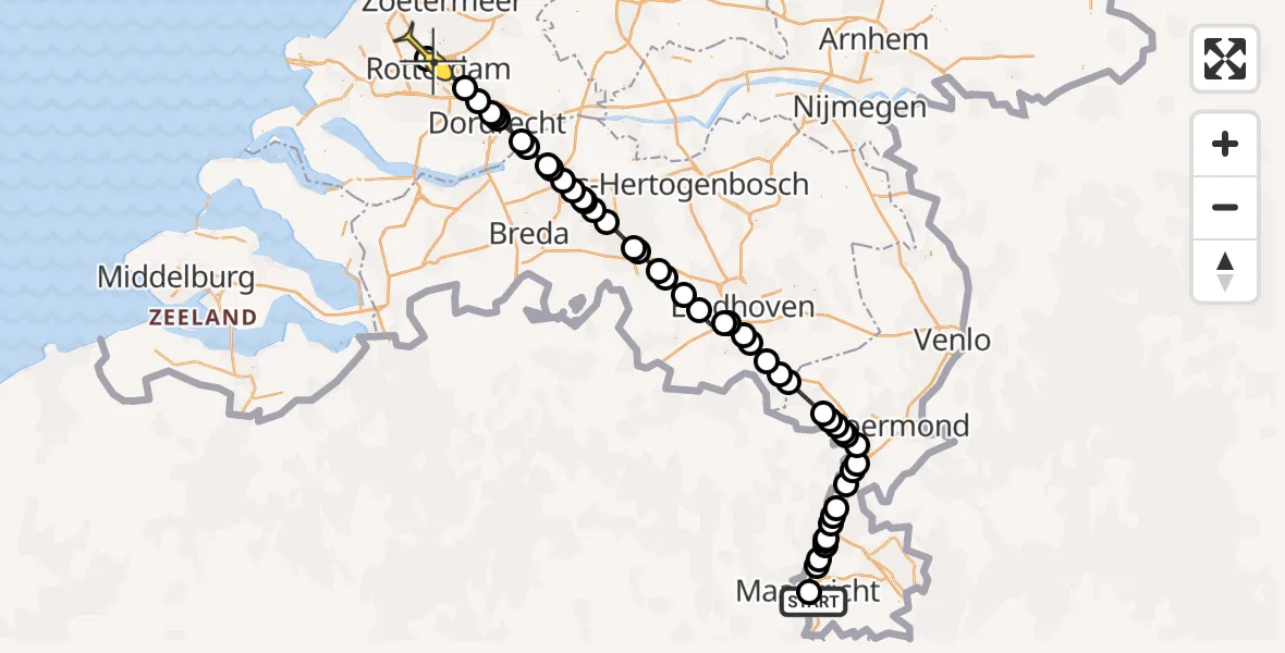 Routekaart van de vlucht: Lifeliner 2 naar Rotterdam The Hague Airport, Jonkheer Ruysstraat