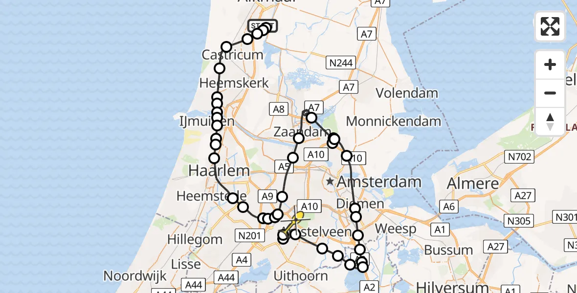 Routekaart van de vlucht: Politieheli naar Schiphol, Kanaalweg