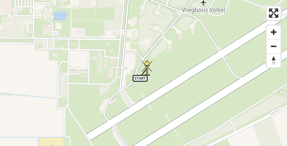 Routekaart van de vlucht: Politiehelikopter naar Vliegbasis Volkel, Zeelandsedijk