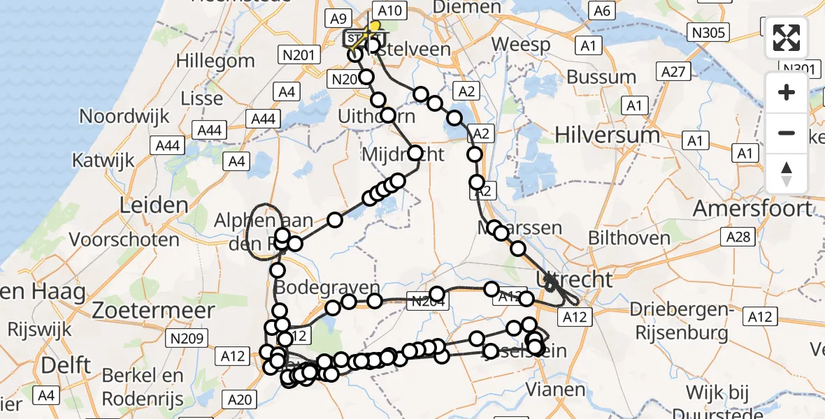 Vluchtroute Politiehelikopter van Schiphol naar Schiphol
