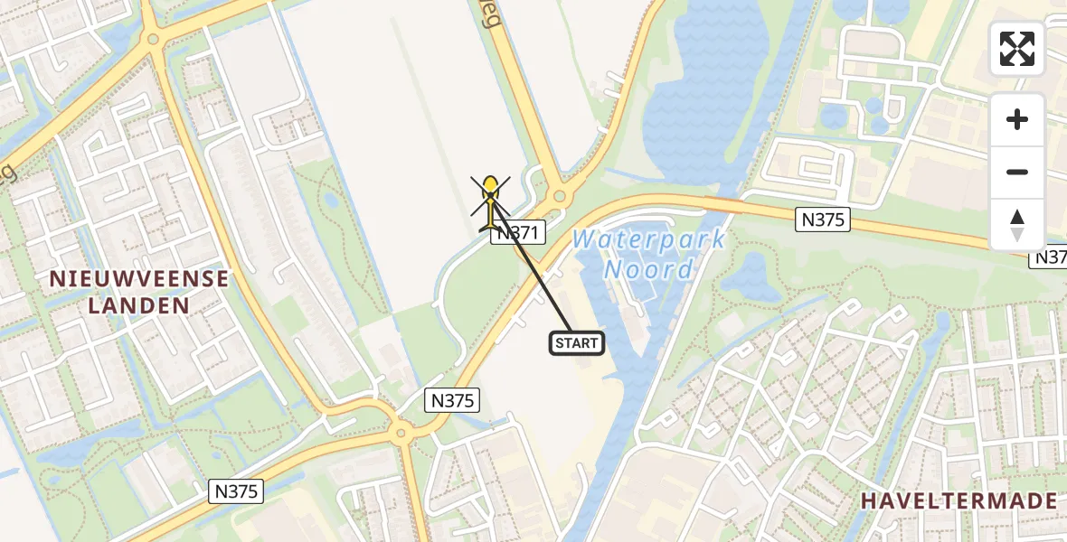 Routekaart van de vlucht: Lifeliner 4 naar Meppel, Steenwijkerstraatweg