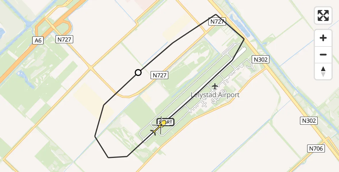 Routekaart van de vlucht: Traumahelikopter naar Lelystad Airport, Arendweg
