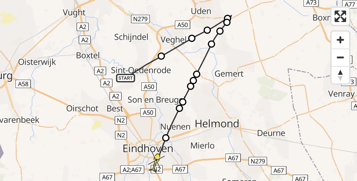 Routekaart van de vlucht: Lifeliner 3 naar Eindhoven, Boskantseweg
