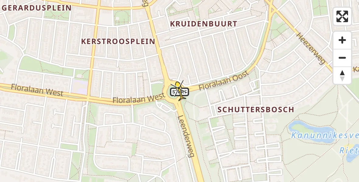 Routekaart van de vlucht: Lifeliner 3 naar Eindhoven, Floraplein