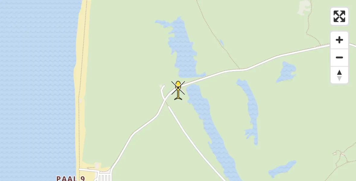 Routekaart van de vlucht: Kustwachthelikopter naar Den Hoorn