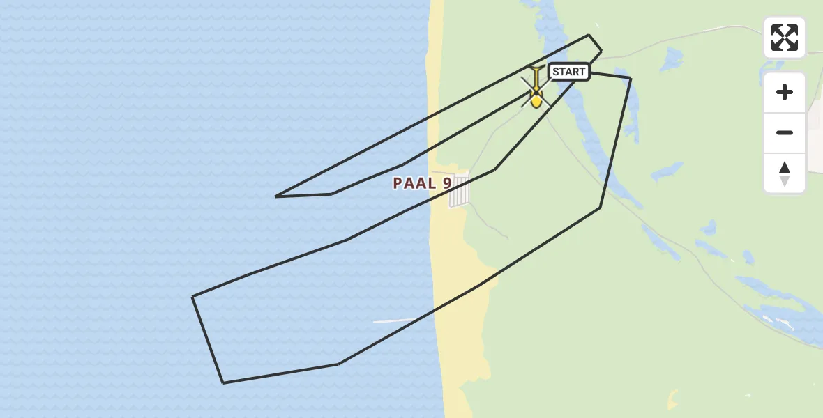 Routekaart van de vlucht: Kustwachthelikopter naar Den Hoorn, Hoornderslag