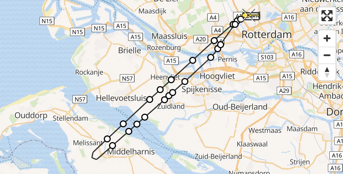 Routekaart van de vlucht: Lifeliner 2 naar Rotterdam The Hague Airport, Arlandabaan Platformzijde