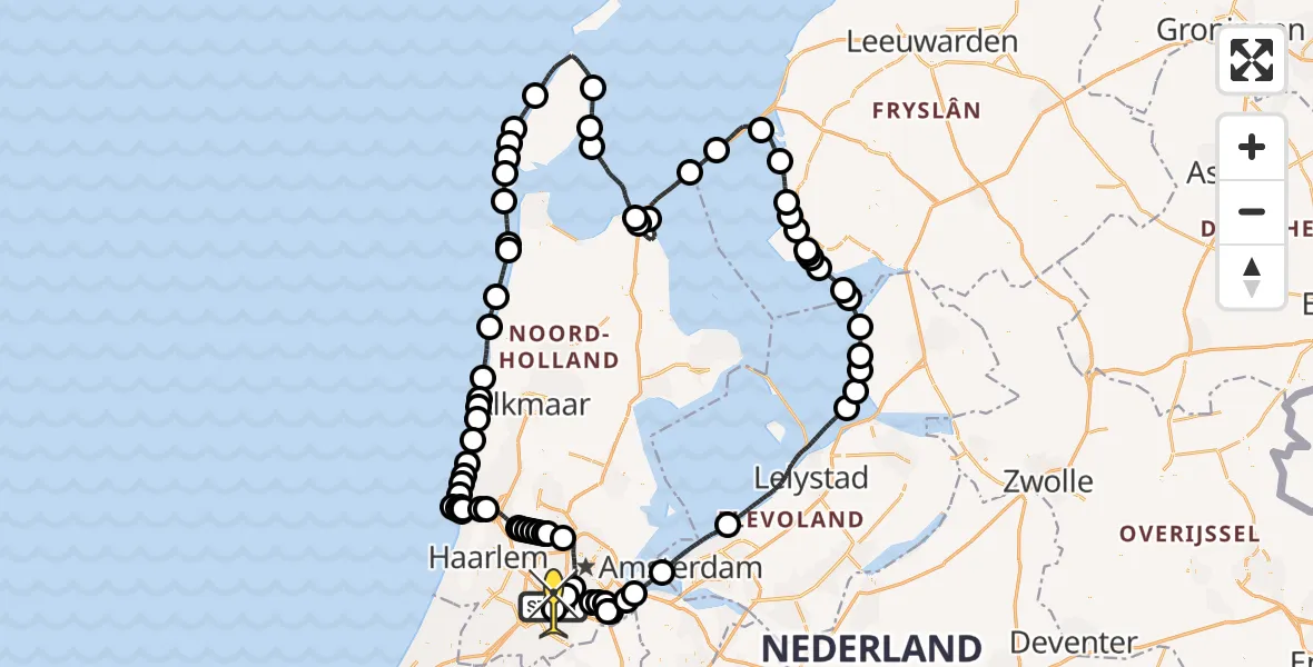 Routekaart van de vlucht: Politieheli naar Schiphol, Schipholweg