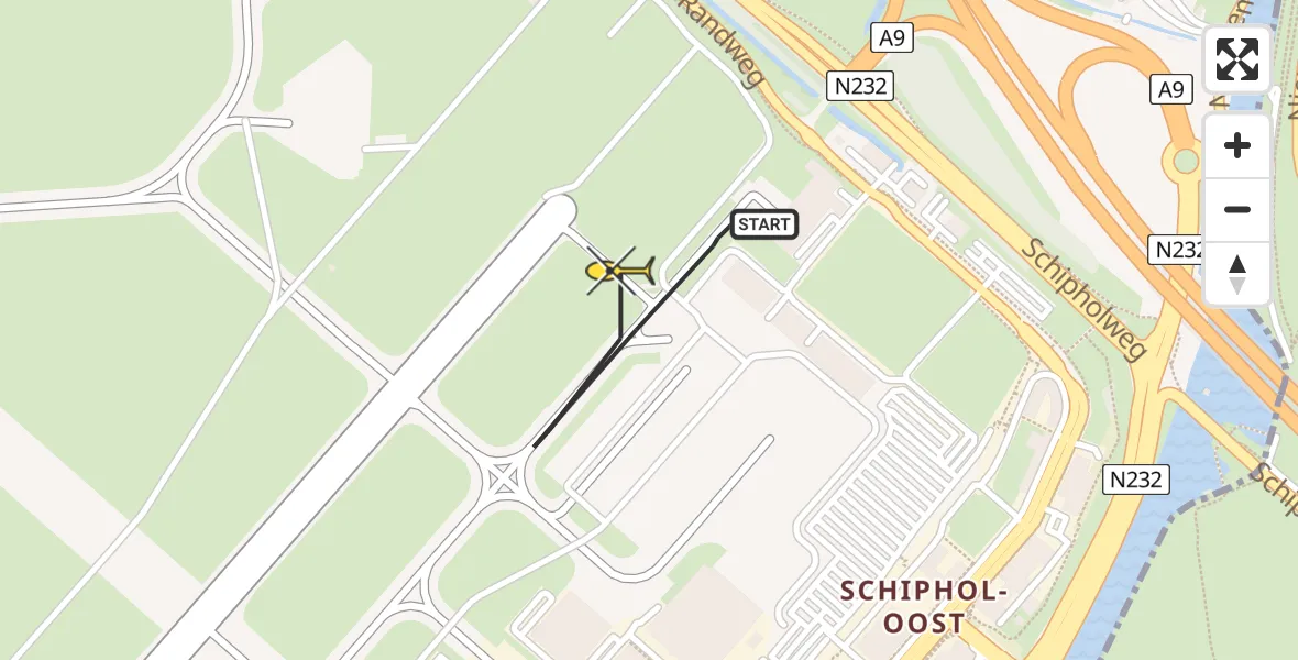 Routekaart van de vlucht: Politieheli naar Schiphol, Thermiekstraat