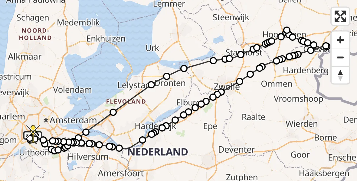 Routekaart van de vlucht: Politieheli naar Schiphol, Burgemeester van Sonweg