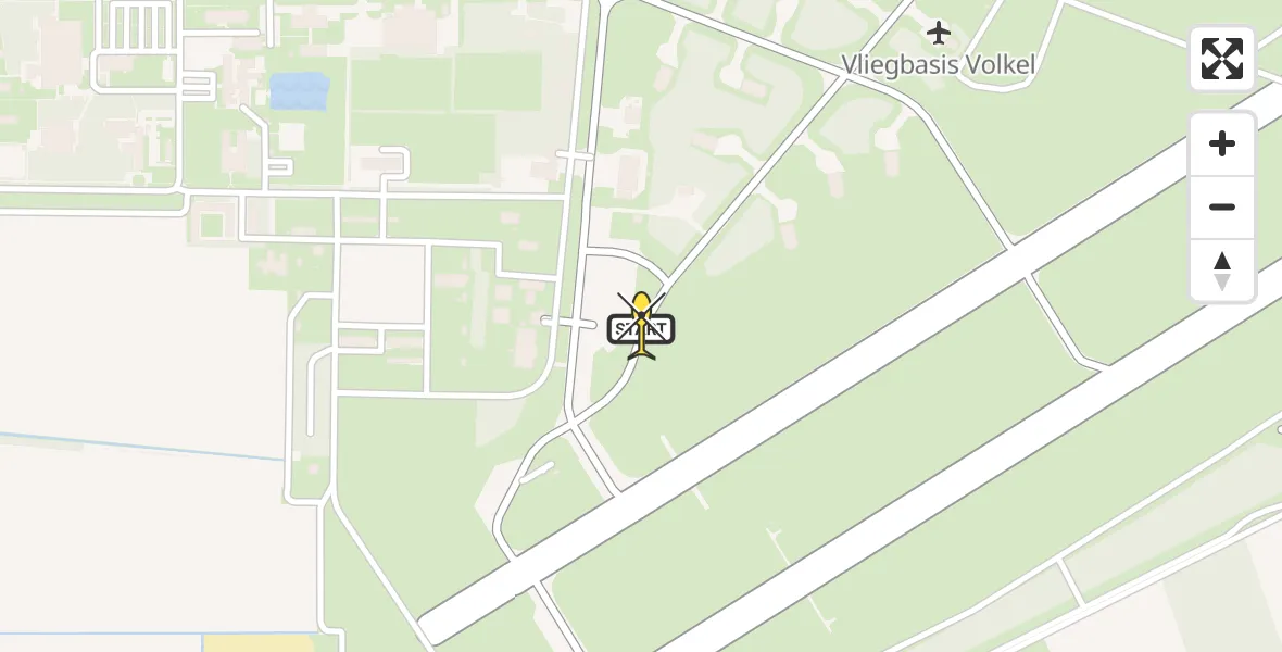 Routekaart van de vlucht: Politiehelikopter naar Vliegbasis Volkel, Zeelandsedijk
