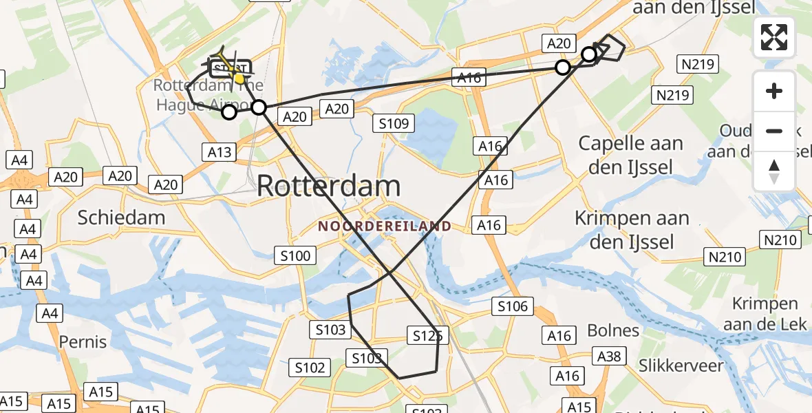 Routekaart van de vlucht: Lifeliner 2 naar Rotterdam The Hague Airport, Gordelpad